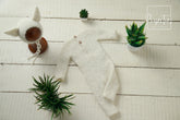 Alpaca knit romper - white type 2 with bonnet