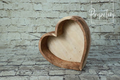 White Brown Wooden Heart Bowl
